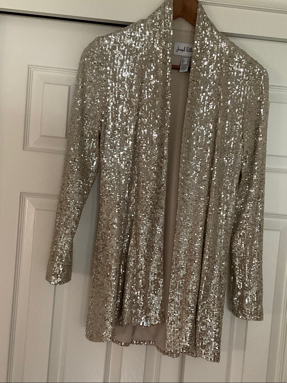 Joseph Ribkoff Champagne Sequin Open-Front Jacket